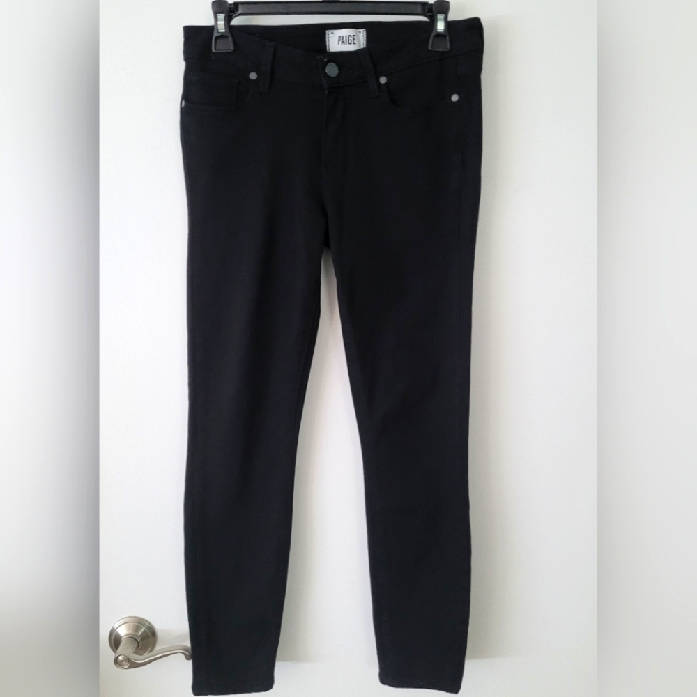 PAIGE Jeans Verdugo Crop Skinny Denim Mid Rise Black Womens 28